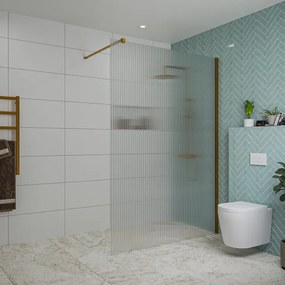 Fortifura Galeria inloopdouche - 140x200cm - ribbelglas - wandarm - Geborsteld koper PVD (Koper) SW797954/SW876702