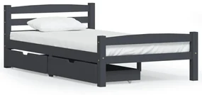 vidaXL Bedframe met 2 lades massief grenenhout donkergrijs 100x200 cm