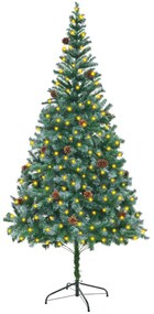 vidaXL Kunstkerstboom met LED's en dennenappels 210 cm