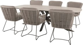 4 Seasons Outdoor Fabrice tuinset terre met Prado tafel met keramisch blad in barrelvorm 240 x 105 cm SALE Tuinset   bruin weerbestendig