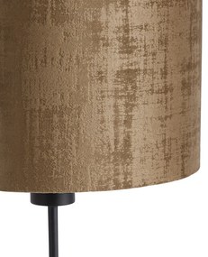 Stoffen Tafellamp zwart velours kap bruin 25 cm verstelbaar - Parte Modern E27 cilinder / rond Binnenverlichting Lamp