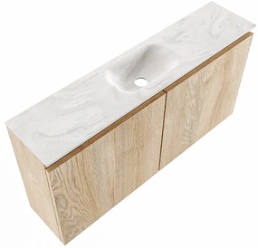 Mondiaz Ture DLux toiletmeubel 100cm washed oak met wastafel ostra midden met kraangat