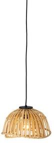 Oosterse hanglamp zwart met naturel bamboe 30 cm - Pua