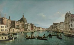 (1697-1768) Canaletto - Kunstreproductie The Grand Canal in Venice with San Simeone Piccolo and the Scalzi church, (40 x 24.6 cm)