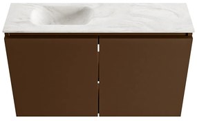 Mondiaz Ture DLux toiletmeubel 80cm rust met wastafel ostra links met kraangat