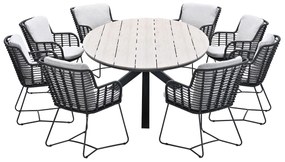 Garden Impressions Fabrice tuinset 9-delig antraciet - Tulli tuintafel ovaal 280x140 cm light teak look