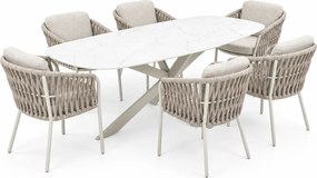 Derby Sarenza dining tuinset 240x100xH77 cm 7 delig latte keramiek