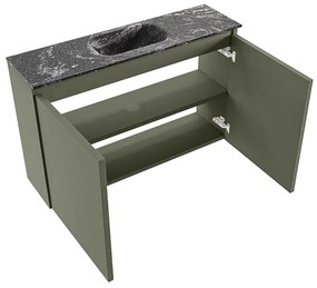 Mondiaz Ture DLux toiletmeubel 80cm army met wastafel lava midden zonder kraangat