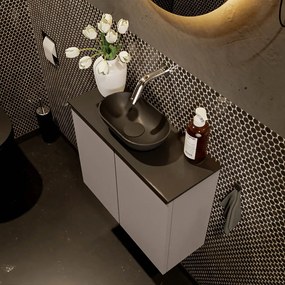 Mondiaz Fowy toiletmeubel 60cm smoke met zwarte waskom midden zonder kraangat