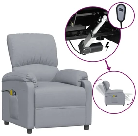 vidaXL Massagestoel verstelbaar elektrisch stof lichtgrijs