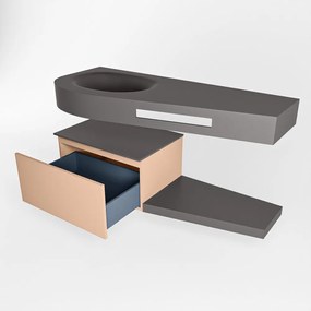 Mondiaz Riva badmeubel 120cm Rosee met 1 lade en wastafel links 1 kraangat Dark Grey