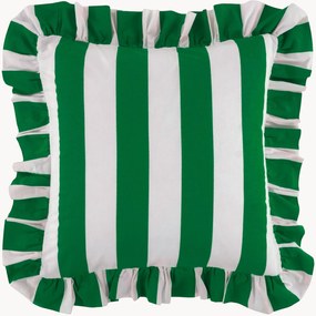 Gestreepte katoenen kussenhoes Freddie met franjes