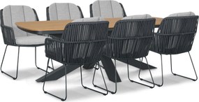 Tuinset 6 personen 220 cm Rope Grijs Domani Furniture Trivento/Camila