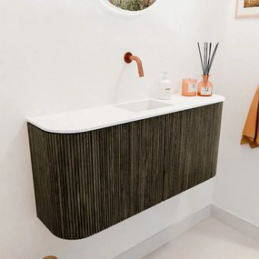 Mondiaz Joya 95cm toiletmeubel ronding links/rechts shadow met wastafel faye midden zonder kraangat talc