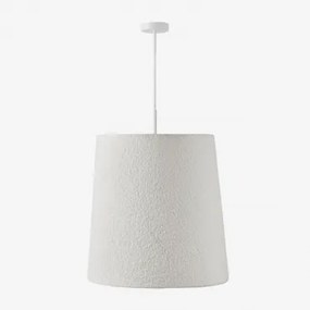 Delmore Hanglamp Van Bouclé Stof Wit & Wit Ø50 Cm - ↑50 Cm Delmore - Sklum