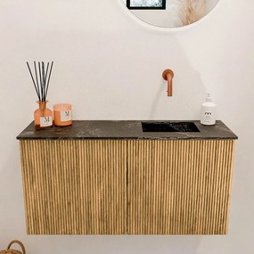 Mondiaz Joya DLux 80cm toiletmeubel oak met wastafel faye rechts zonder kraangat lava