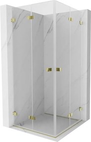 Mexen Lunar-F Duo inklapbare douchecabine 75 x 75 cm, transparant, goud - 836-075L-075P-50-00