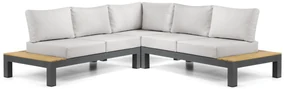 Loungeset 5 personen Aluminium/Teak Grijs Lifestyle Garden Furniture Vittoria