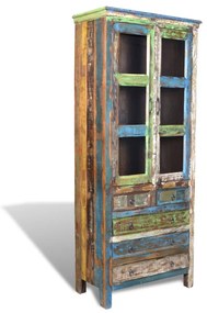vidaXL Boekenkast met 5 lades en 2 deuren gerecycled hout meerkleurig
