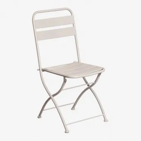 Set Van 4 Opvouwbare Eetkamerstoelen In Staal Janti Tapioca Beige - Sklum
