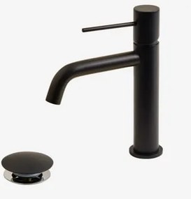 Orveta Click-clack Messing Wastafelkraan En Afvoerklepset ↑20 Cm & Matzwart & Klep Met Overloop - Sklum