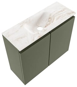 Mondiaz Ture DLux toiletmeubel 60cm army met wastafel frappe midden zonder kraangat