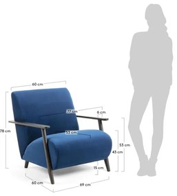 Kave Home Meghan Retro Fauteuil Donkerblauw