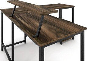 Nancy's Sunnyvale Bureau - Bureaus - Hoekbureau - L-Vormig - Industrieel - Zwart/Bruin - 145 x 140 x 75 cm