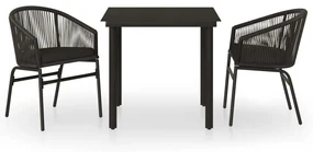 vidaXL 3-delige Tuinset zwart