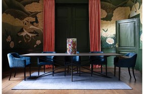 Goossens Eetkamerstoel Peda blauw stof met armleuning, elegant chic
