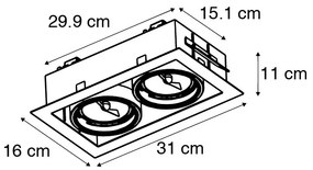 Set van 12 Grote Inbouwspots zwart AR111 verstelbaar 2-lichts - Oneon Design, Modern QR111 / AR111 / G53 Binnenverlichting Lamp