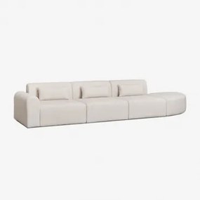 3-delige Modulaire Hoekbank Links Met Driehoekige Poef In Borjan Shearling Chenille White - Sklum