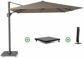 Platinum Challenger zweefparasol 3x3m T2 premium (incl. voet en hoes) havana