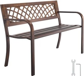 VEVOR Tuinbank Tuinmeubelen Banken 116 cm 250 kg Draagvermogen, Terrasbank met metalen frame van koolstofstaal, Balkonbank met PVC-gaaspatroon en armleuningen, Terrasbank voor tuin, park, zwart