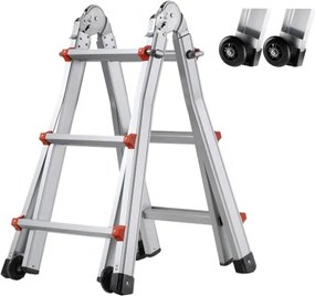 VEVOR A-frame telescopische ladder, 3350 mm compacte aluminium verlengladder, multifunctionele draagbare opvouwbare camperladder, telescopische ladder voor huiswerk, trappen, binnen- en buitendaken, draagvermogen 150 kg