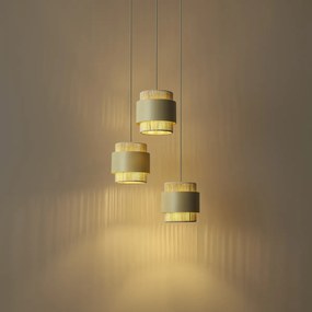 Moderne hanglamp beige met goud 3-lichts - Kora