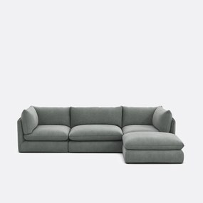 Modulaire bank, 3 zits met poef, gestructureerde stof, Malo