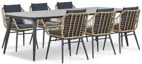 Tuinset 6 personen 240 cm Aluminium/wicker Taupe Coco Coco Leonardo