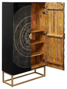 Kare Design Madeira Dark Unieke Kast Zwart Hout Met Goud - 76x30x140cm.