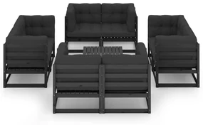vidaXL 9-delige Loungeset met kussens massief grenenhout