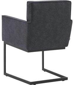 Goossens Excellent Eetkamerstoel Tom blauw micro leer met armleuning, urban industrieel
