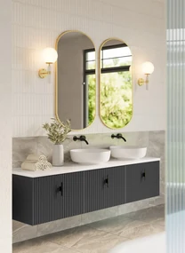 Muebles Ezra badmeubel ribbelfront 180cm antraciet mat met wit toppaneel zonder waskom