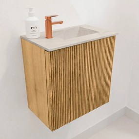 Mondiaz Joya DLux 40cm toiletmeubel oak met wastafel faye rechts 1 kraangat ostra
