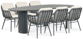 Tuinset 6 personen 240 cm Aluminium/rope Grijs Coco Antoni/Weave