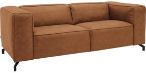Goossens Bank Calvin cognac, micro leer, 2,5-zits, modern design