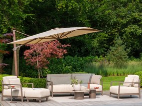 4 Seasons Zweefparasol Siesta premium 300x300 cm. - beach/dark woodlook