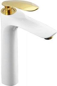 Mexen Lily wastafelkraan hoog, wit/goud - 73610-25
