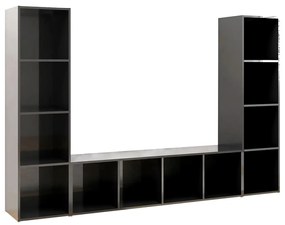 vidaXL Tv-meubelen 3 st 142,5x35x36,5 cm spaanplaat hoogglans grijs