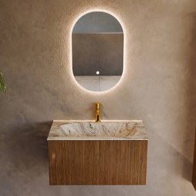 Mondiaz Kurve-dlux 80cm badmeubel dusk met 1 lade en wastafel big small midden 1 kraangat glace