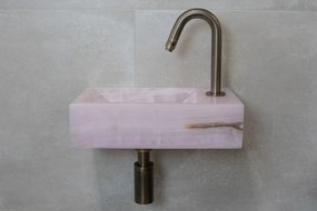 Saniclear Pink Onyx fonteinset met gebogen kraan in verouderd messing